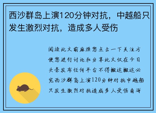 西沙群岛上演120分钟对抗，中越船只发生激烈对抗，造成多人受伤